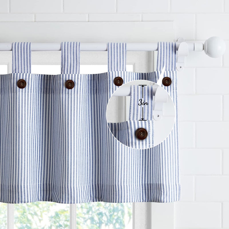 July Joy Short Curtains 36 Inches Long for Kitchen Window Tab Top of 3 Pieces Cafe Curtains for Smart Half Window 56" x 36", Navy - Image 4